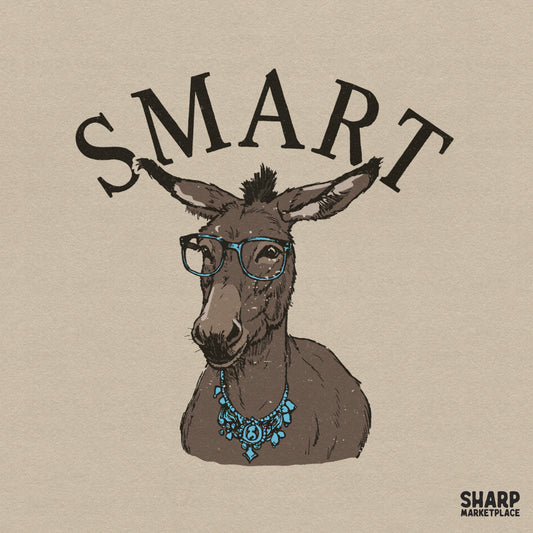 Smart Funny PNG Donkey With Glasses, Sarcastic PNG Nerdy Animal Art - 300