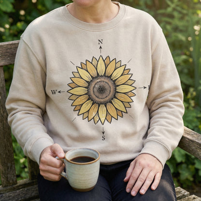 Sunflower Compass PNG, North South East West Art - 300 DPI Design for