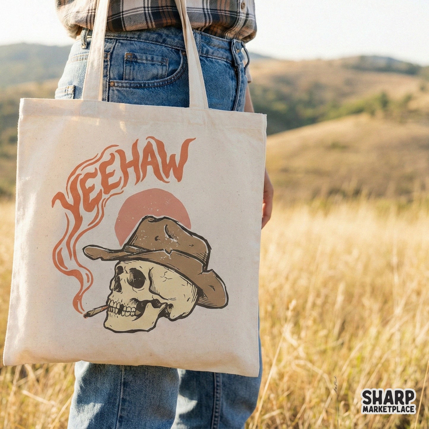 Yeehaw PNG Skeleton Cowboy Hat, Western Skull Clipart - 300 DPI Design