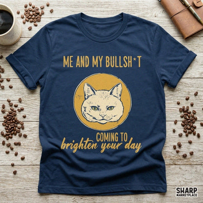 Funny cat meme graphic with a sarcastic saying for print on demand t-shirts and retro sublimation designs