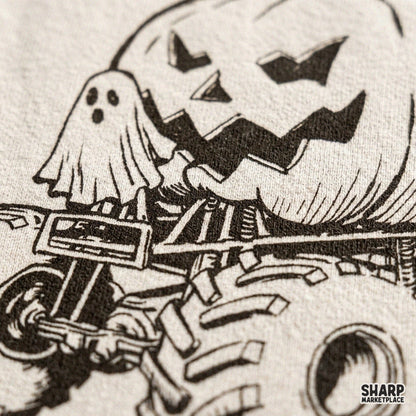 Spooky monster truck carrying a giant jack o lantern Halloween PNG artwork for retro boys shirts and fall apparel