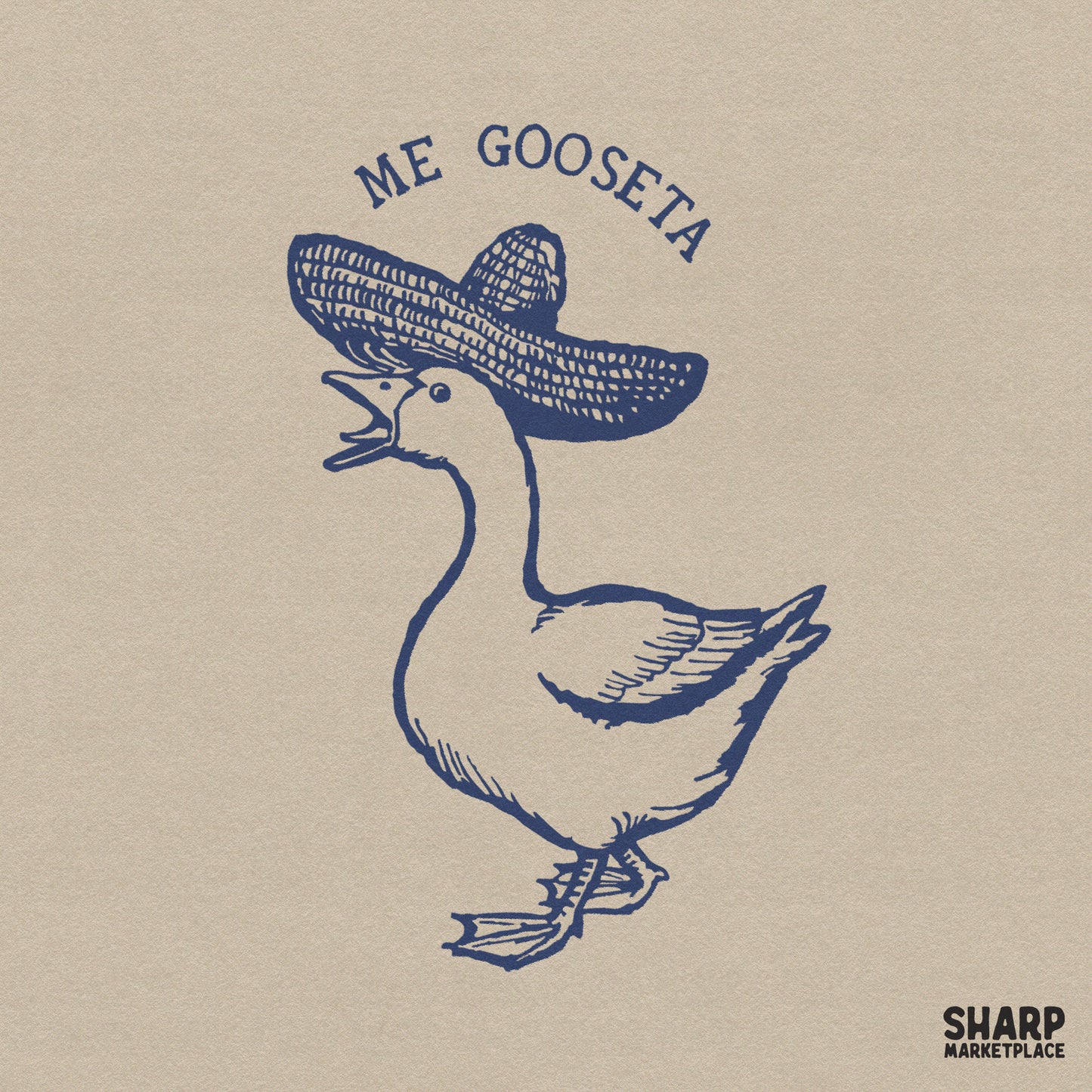 Funny goose wearing a sombrero Mexican pun retro sublimation PNG for trendy summer t-shirt designs