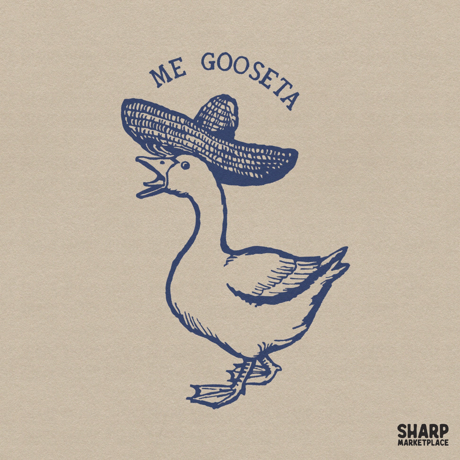 Funny goose wearing a sombrero Mexican pun retro sublimation PNG for trendy summer t-shirt designs