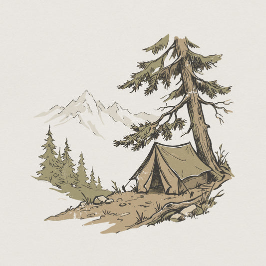 Camping Tent PNG, Outdoor Adventure - 300 DPI Design for T-Shirt