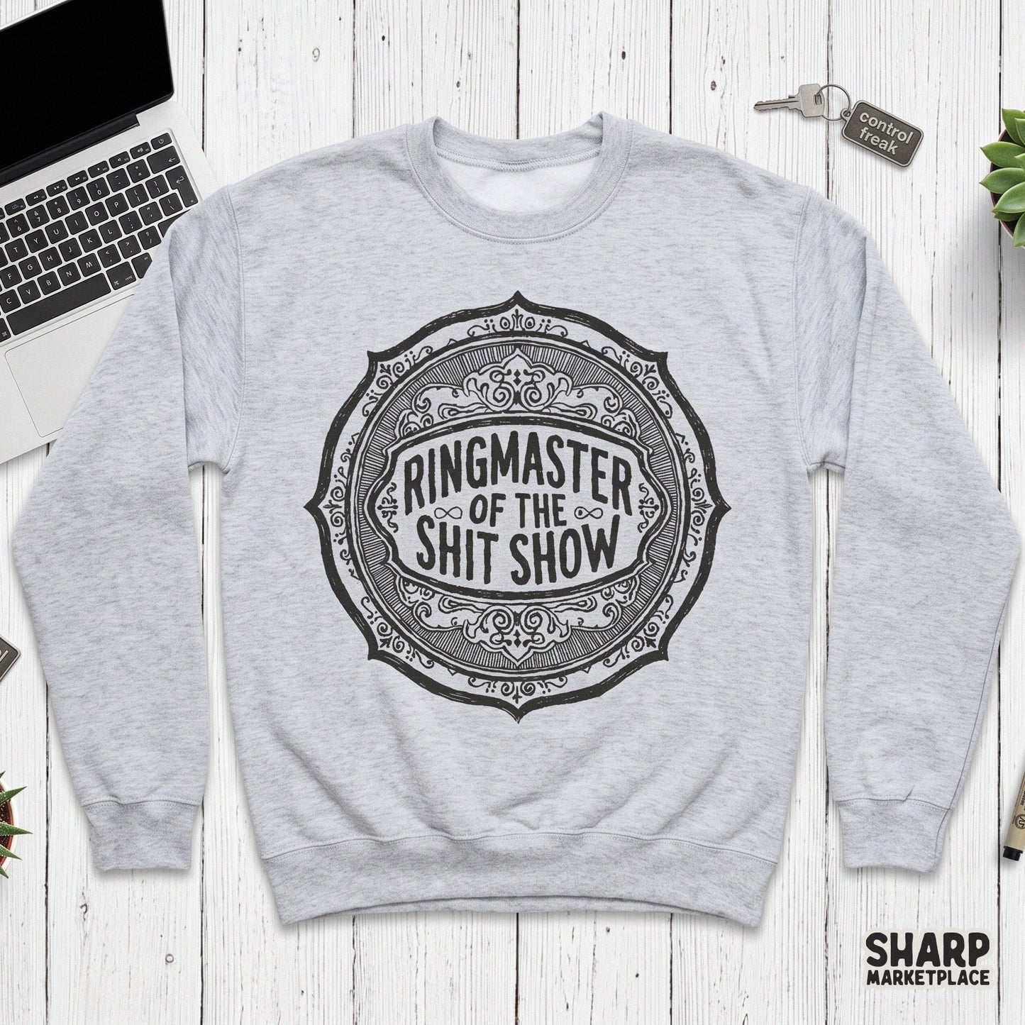Retro Ringmaster Of The Shit Show PNG design featuring sarcastic motherhood humor for funny mom shirts and sublimation items
