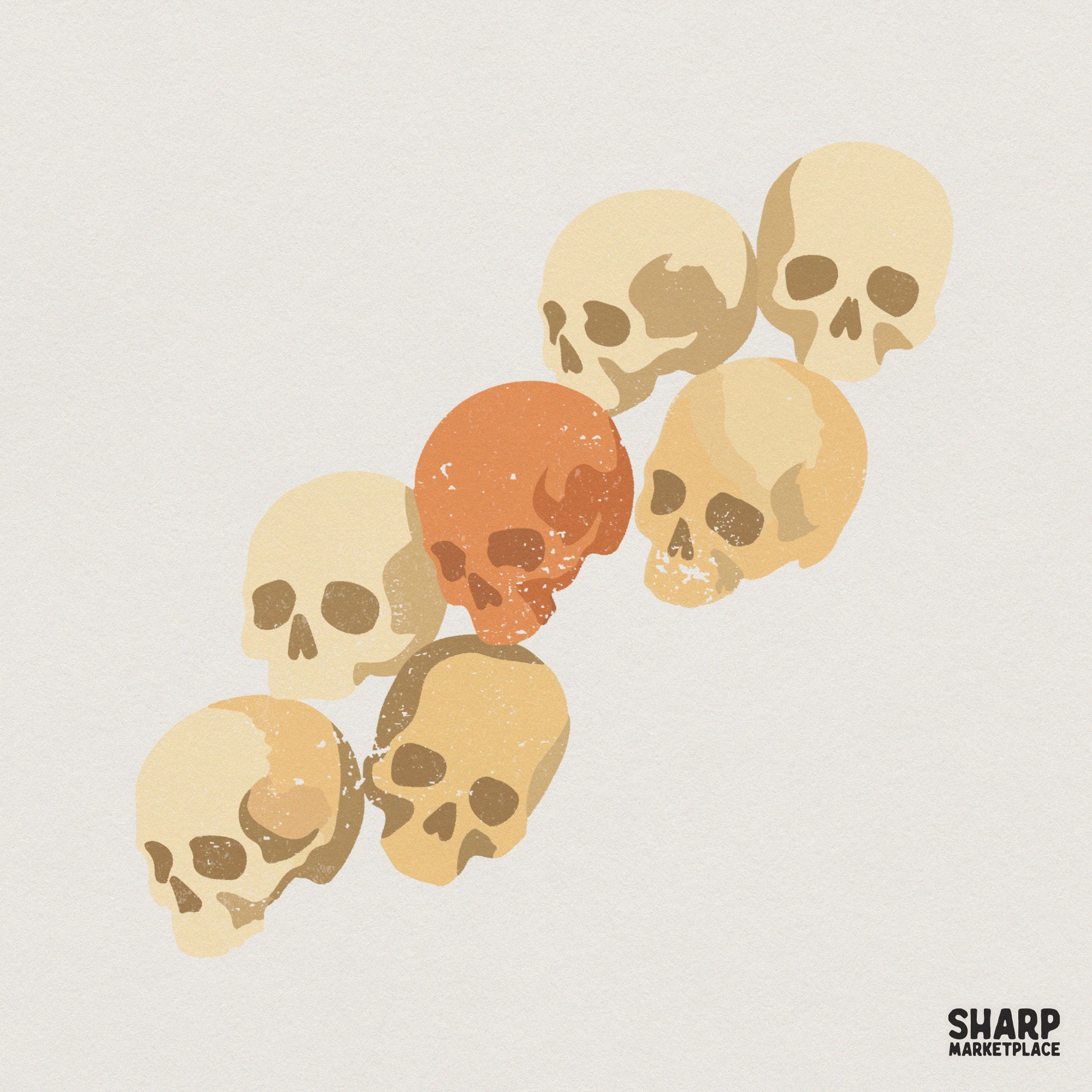 Skull PNG, Watercolor Skull Clipart - 300 DPI Design for T-Shirt