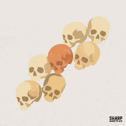 Skull PNG, Watercolor Skull Clipart - 300 DPI Design for T-Shirt