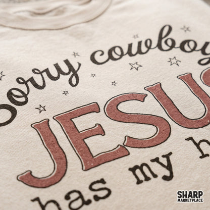 Retro cowboy Jesus has my heart Christian western shirt PNG design for sublimation and apparel shirts