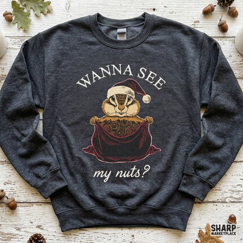 Wanna See My Nuts? Christmas PNG Shirt Santa Graphic