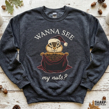 Wanna See My Nuts? Christmas PNG Shirt Santa Graphic