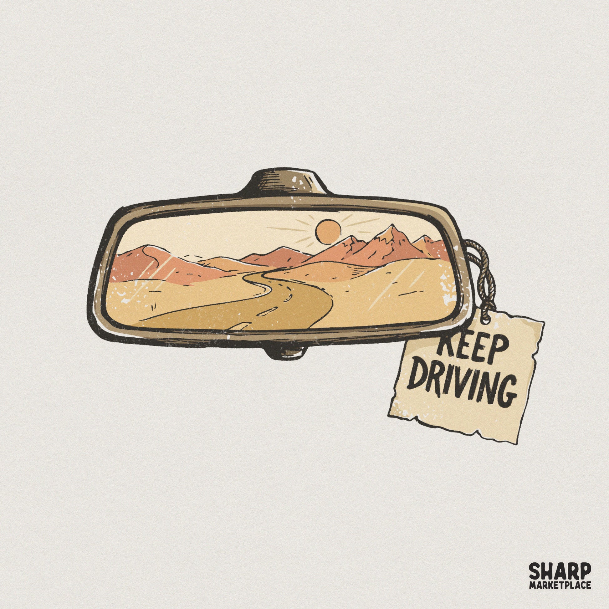 Keep Driving PNG, Vintage Desert Road Art - 300 DPI Design for T-Shirt