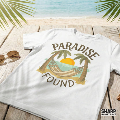 Paradise Found PNG, Tropical Beach Sunset Shirt Design - 300 DPI Design