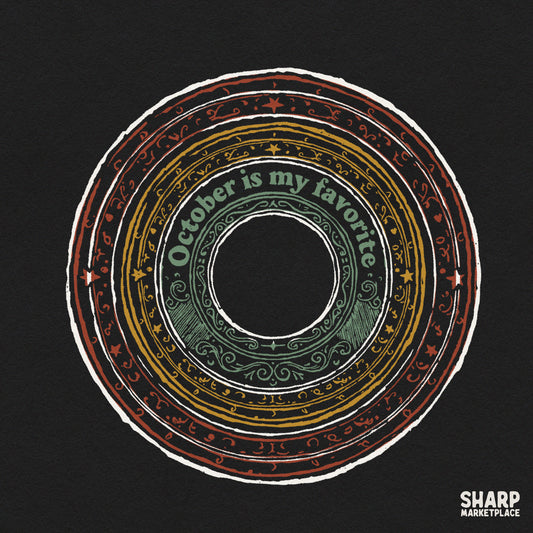 Retro October is my favorite Halloween sun mandala PNG design perfect for fall apparel and shirts