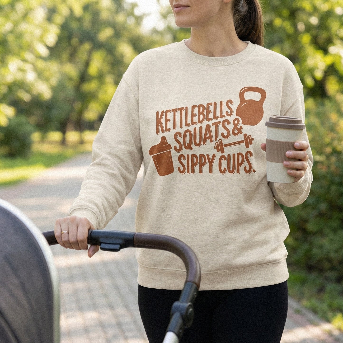 Kettlebells Squats & Sippy Cups PNG, Mom Workout Shirt - 300 DPI Design