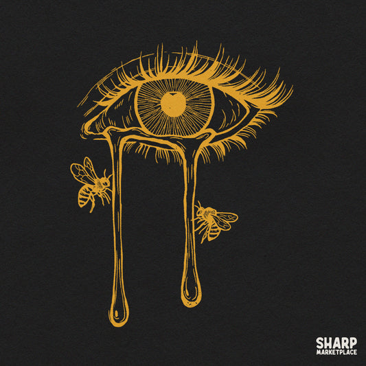 Crying Eye With Dripping Honey Tears And Bees, Trendy