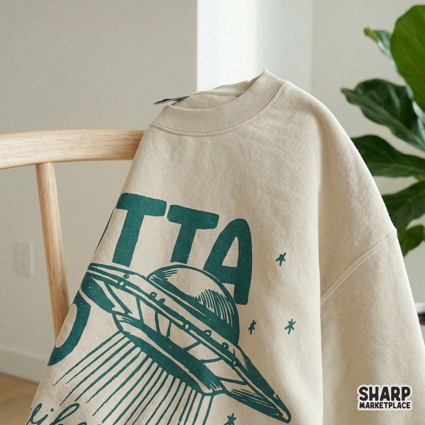 Funny sarcastic alien humor UFO saucer PNG design for retro t-shirt sublimation graphics