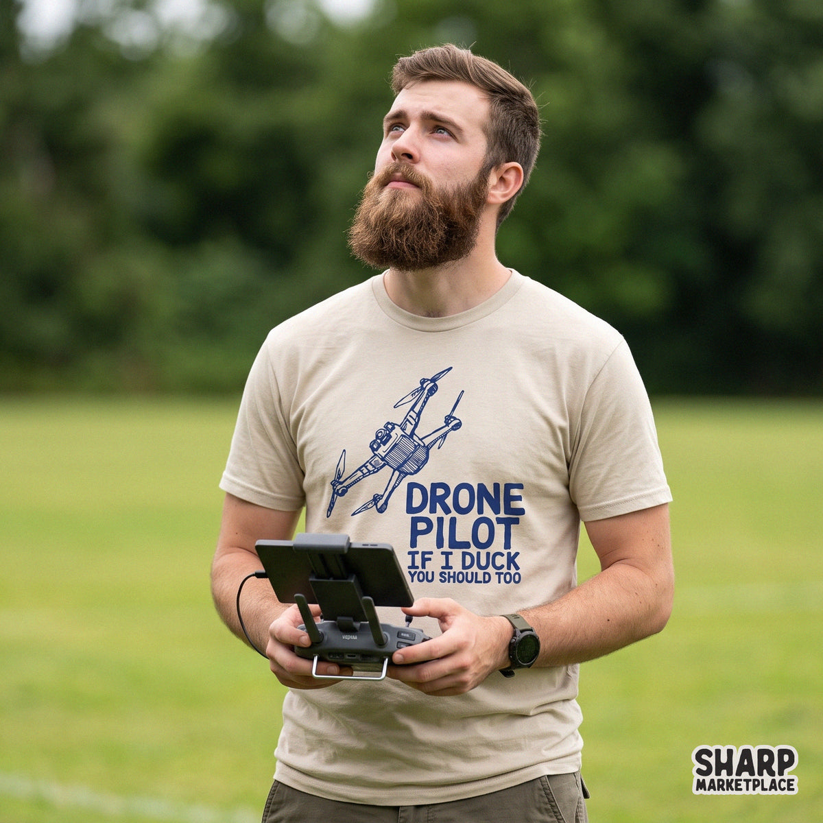 Funny drone pilot duck warning sublimation PNG graphic design for t-shirts and gifts
