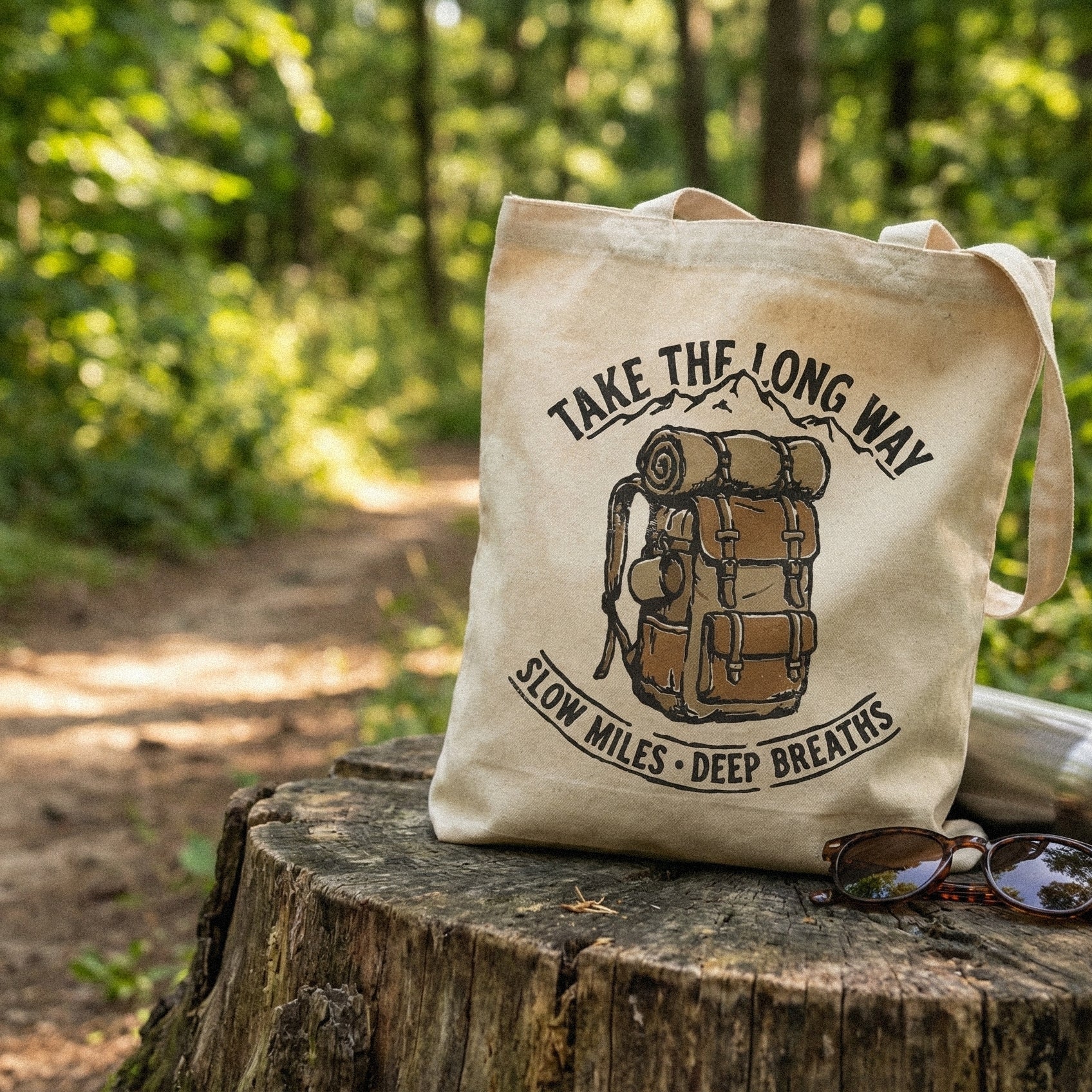 Take The Long Way PNG, Hiking Backpack Art - 300 DPI Design for T-Shirt