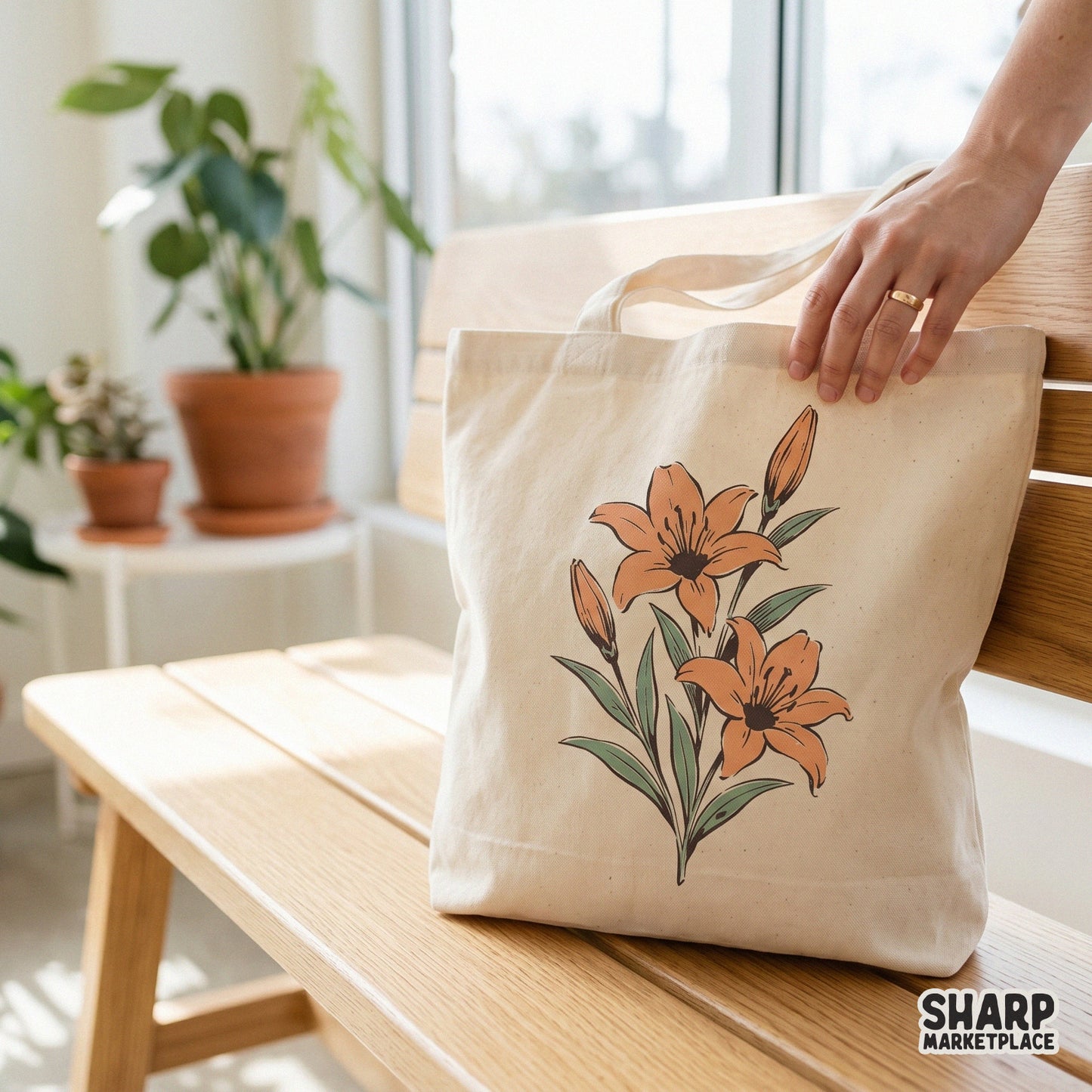 Vintage orange lilies botanical floral illustration sublimation graphic for retro t-shirts and summer home decor