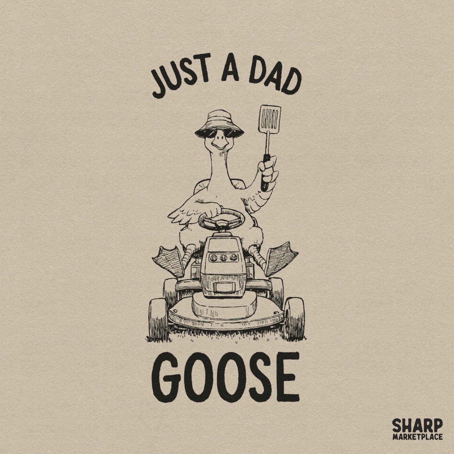 Funny animal meme shirt design featuring a silly bird on a lawnmower for a Father's Day sublimation PNG product