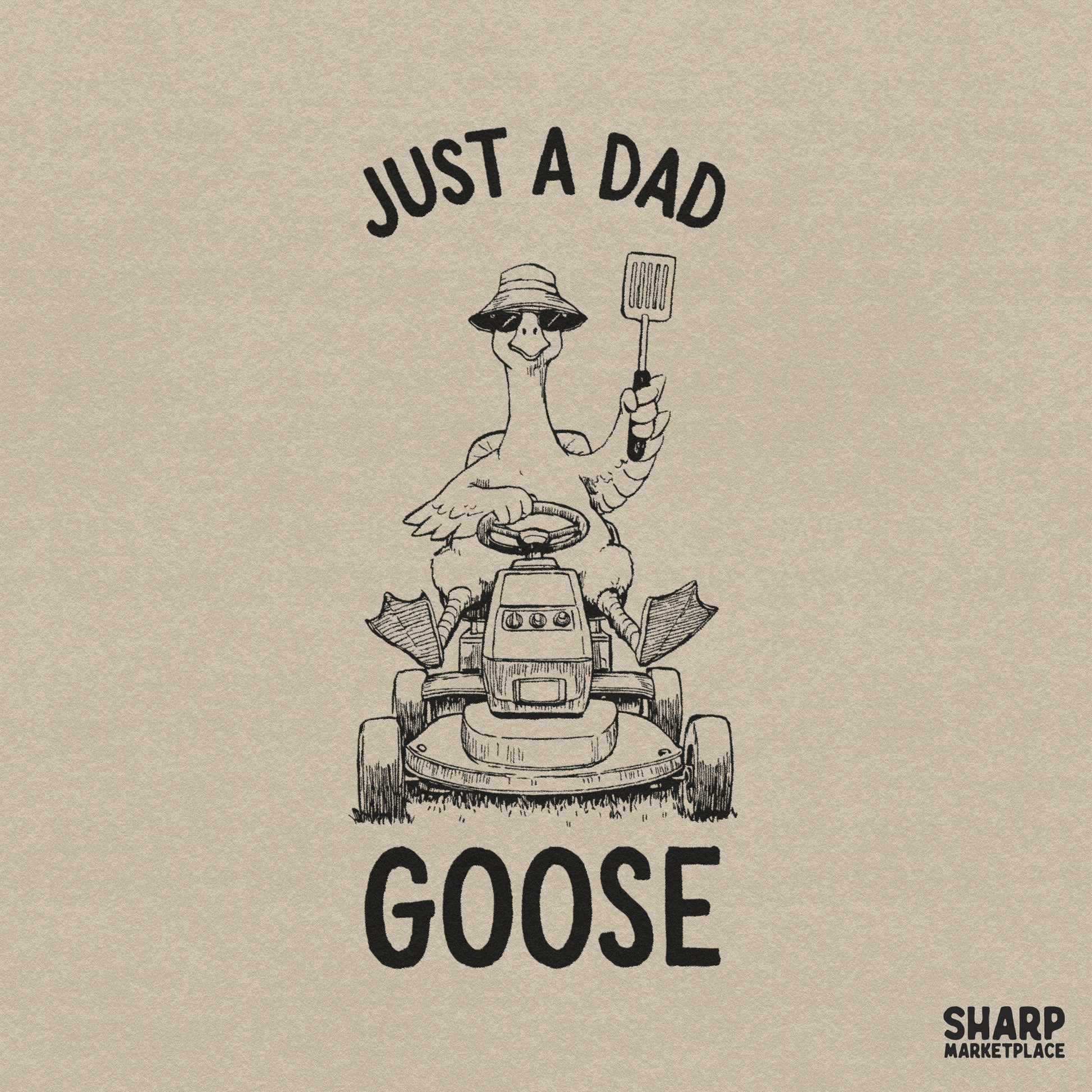 Funny animal meme shirt design featuring a silly bird on a lawnmower for a Father's Day sublimation PNG product