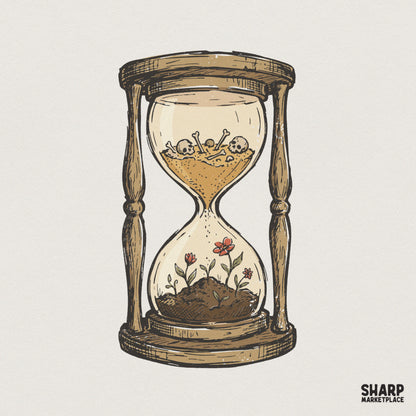 Hourglass PNG, Skeleton Sand Art - 300 DPI Design for T-Shirt