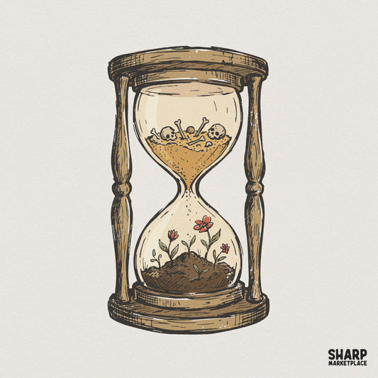 Hourglass PNG, Skeleton Sand Art - 300 DPI Design for T-Shirt