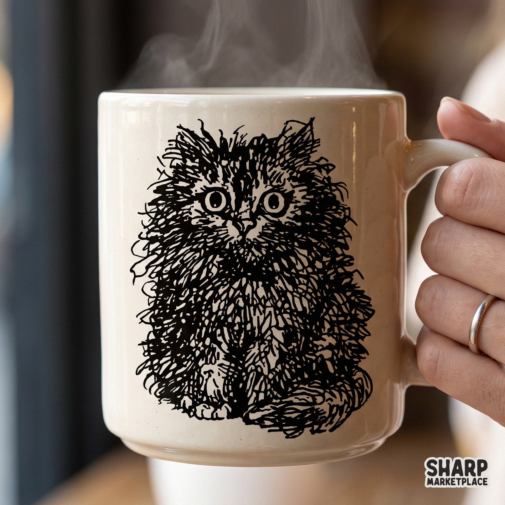Funny frazzled feral cat illustration retro sarcastic animal meme sublimation png for shirt and sticker designs