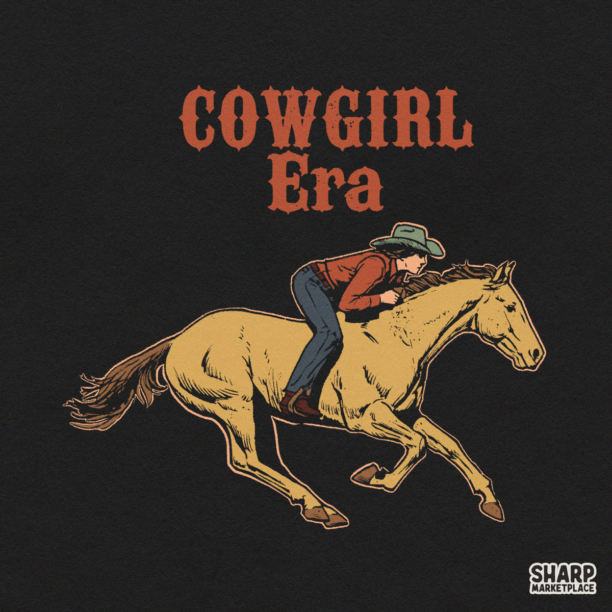Cowgirl Era Galloping Horse Rider, Vintage Western