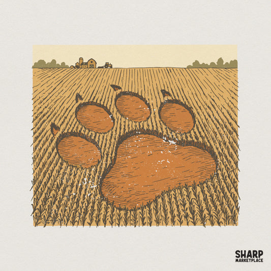 Paw Print In Farm Field PNG, Animal Lover Digital Graphic - 300 DPI