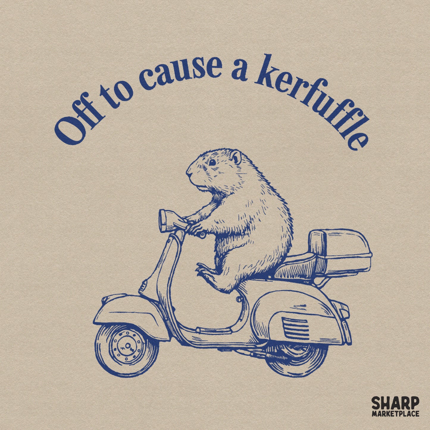 Funny retro beaver on a scooter with a witty quote for sarcastic animal meme shirt designs and sublimation