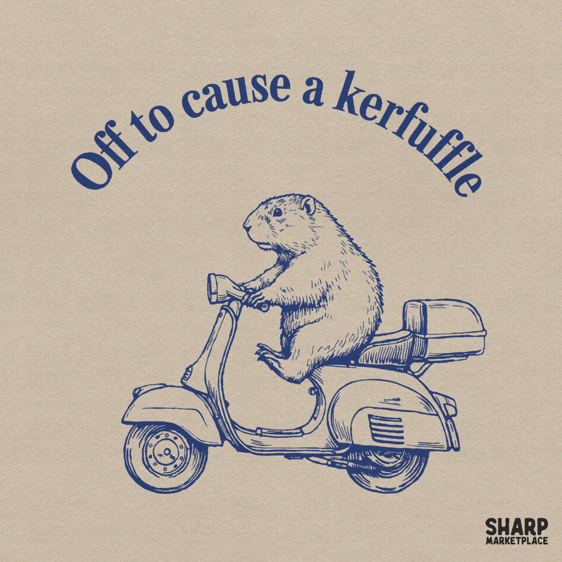 Funny retro beaver on a scooter with a witty quote for sarcastic animal meme shirt designs and sublimation