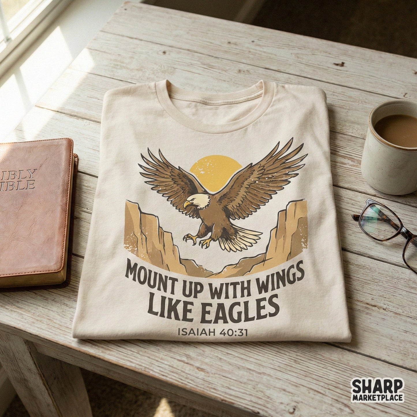 Mount Up With Wings Like Eagles PNG, Isaiah 40:31 Scripture Shirt - 300