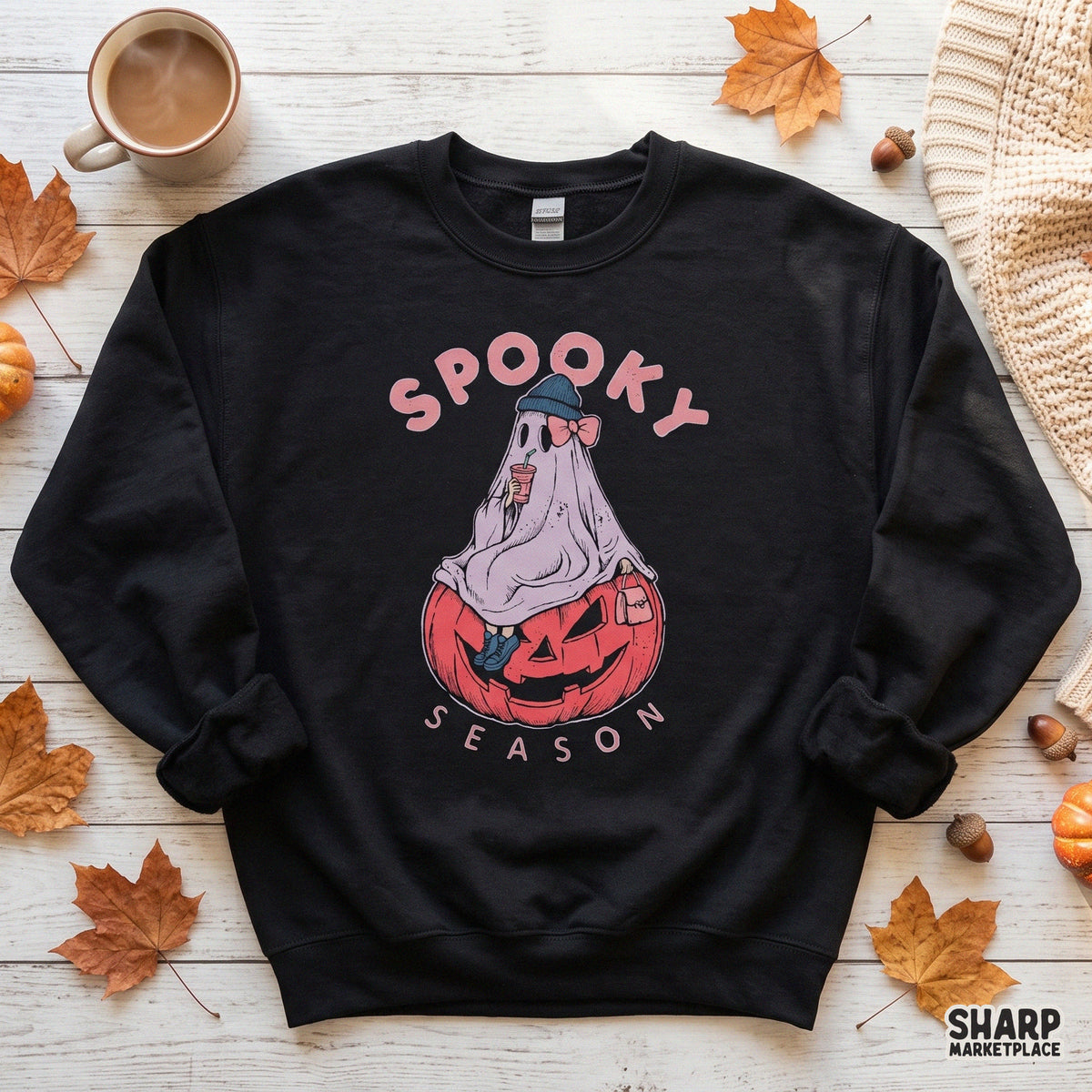 Spooky Season Halloween PNG, Cute Ghost in Pumpkin with