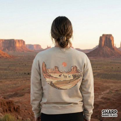 Desert Horses PNG, Wild West Landscape PNG - 300 DPI Design for T-Shirt