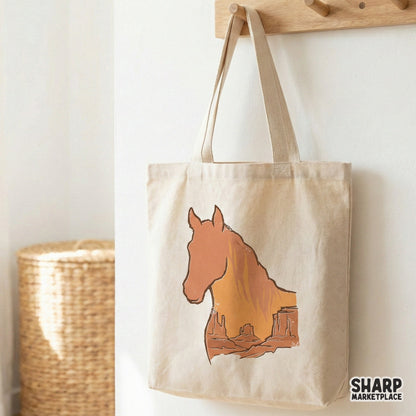 Western Horse Silhouette PNG, Desert Sunset T-Shirt Design - 300 DPI