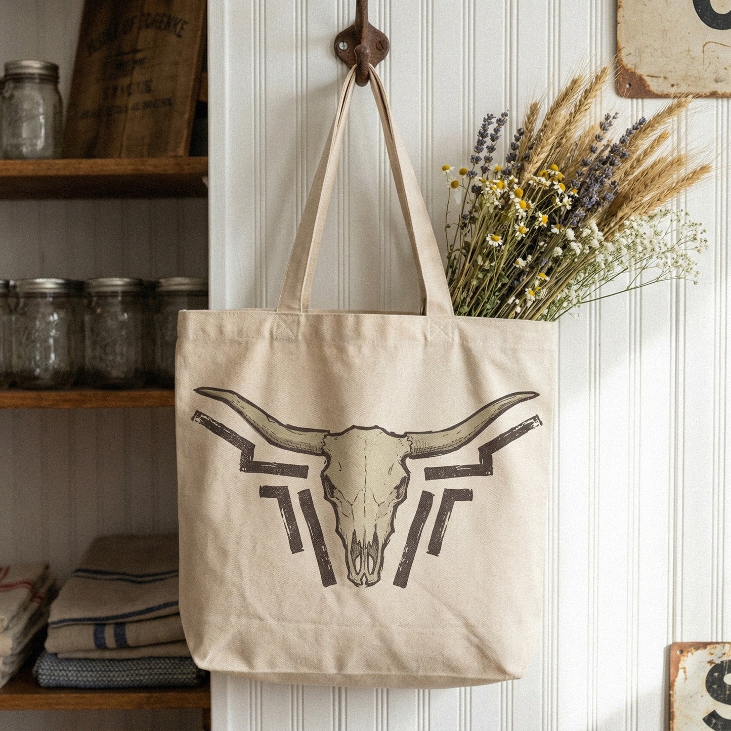 Longhorn Skull PNG, Western Boho Wall Art - 300 DPI Design for T-Shirt