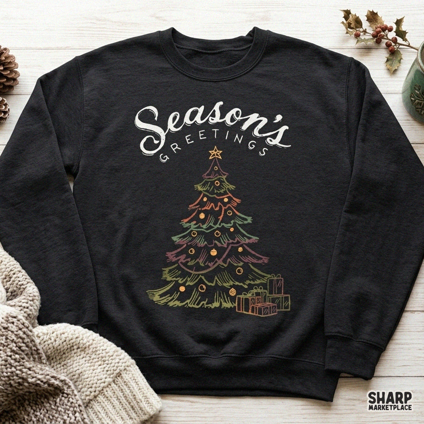 Retro Christmas tree digital PNG sublimation graphic for holiday apparel and shirts