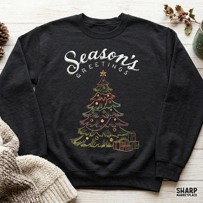 Retro Christmas tree digital PNG sublimation graphic for holiday apparel and shirts
