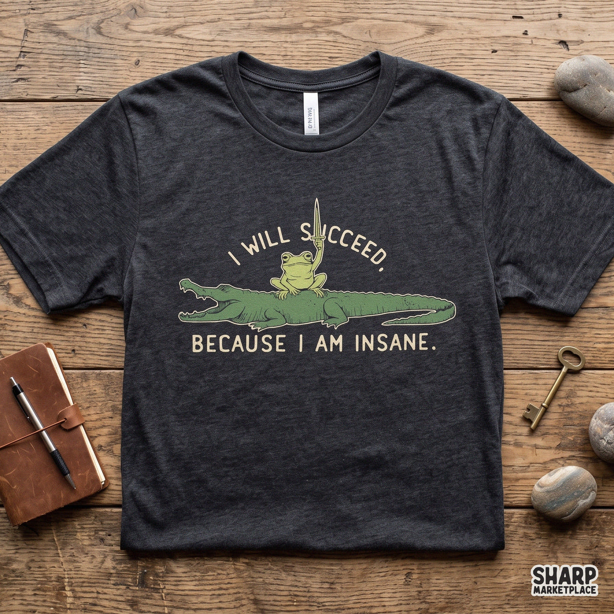 Sarcastic dark frog PNG design with funny crazy quote for t-shirt sublimation and stickers