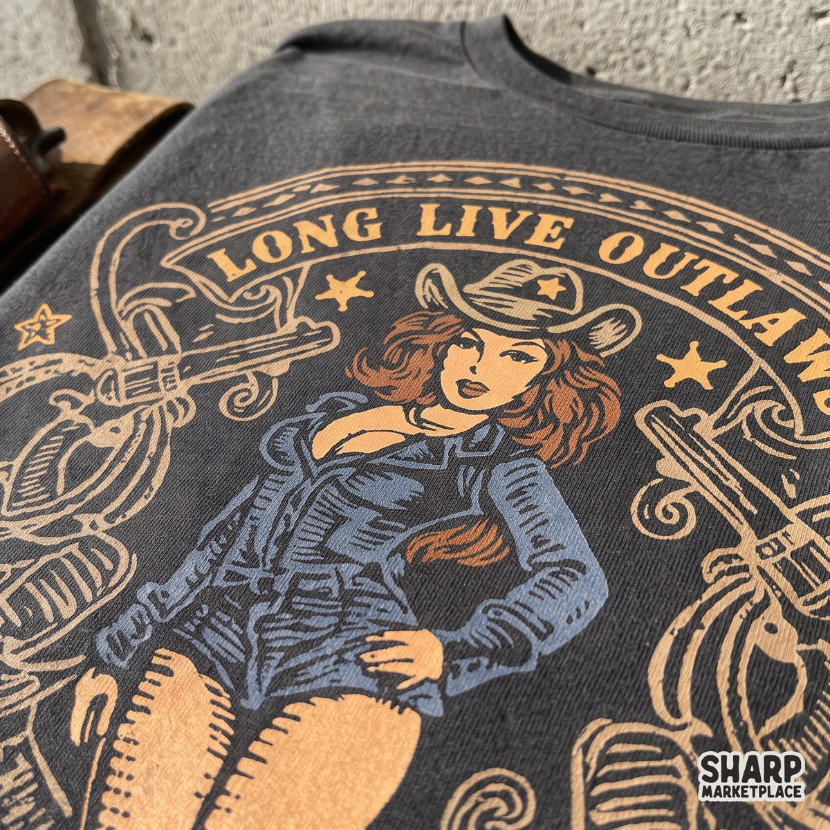 Vintage western cowgirl with revolvers graphic design for rodeo t-shirt sublimation PNG files