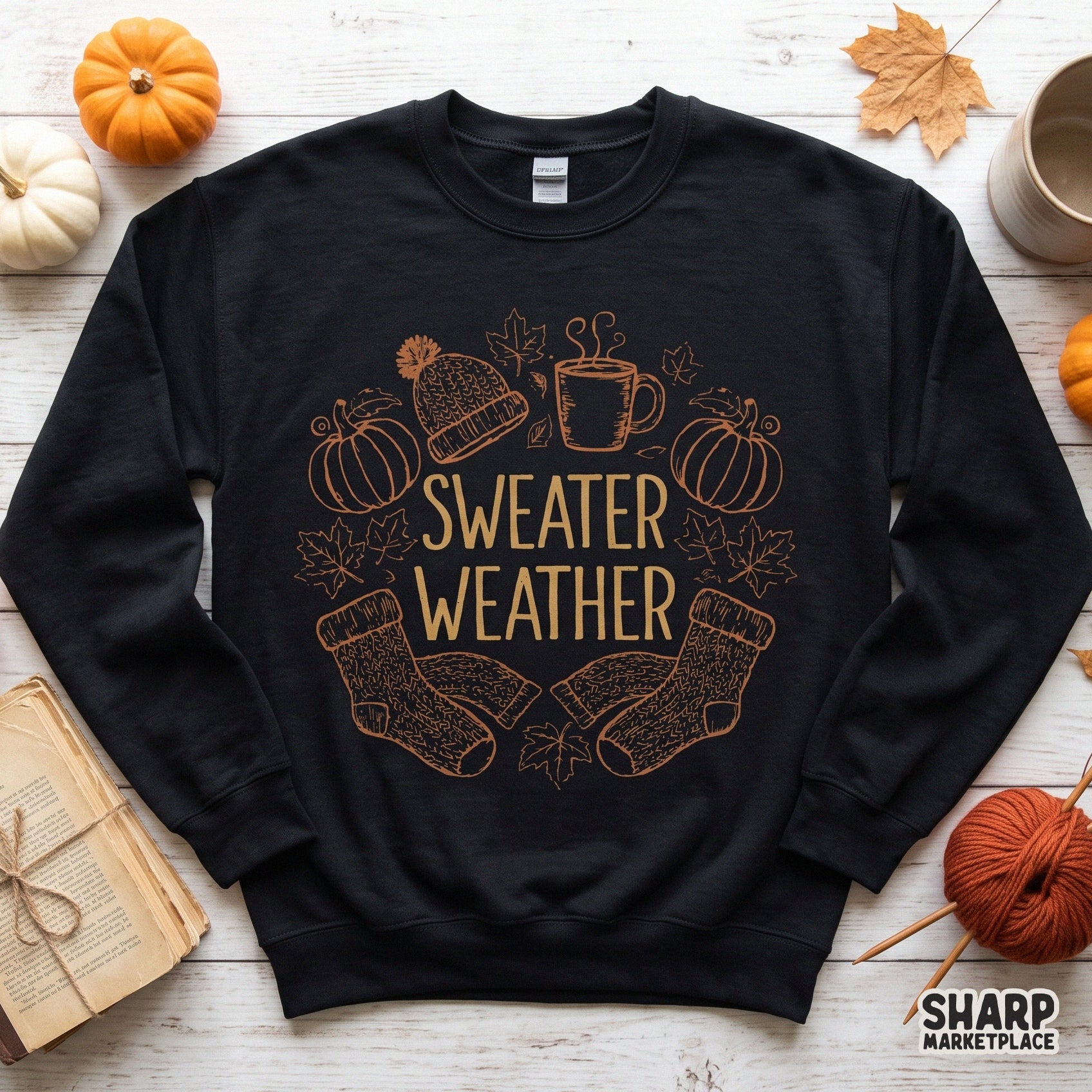Cozy season pumpkin circular design for sweater weather fall png sublimation crafts and thanksgiving apparel