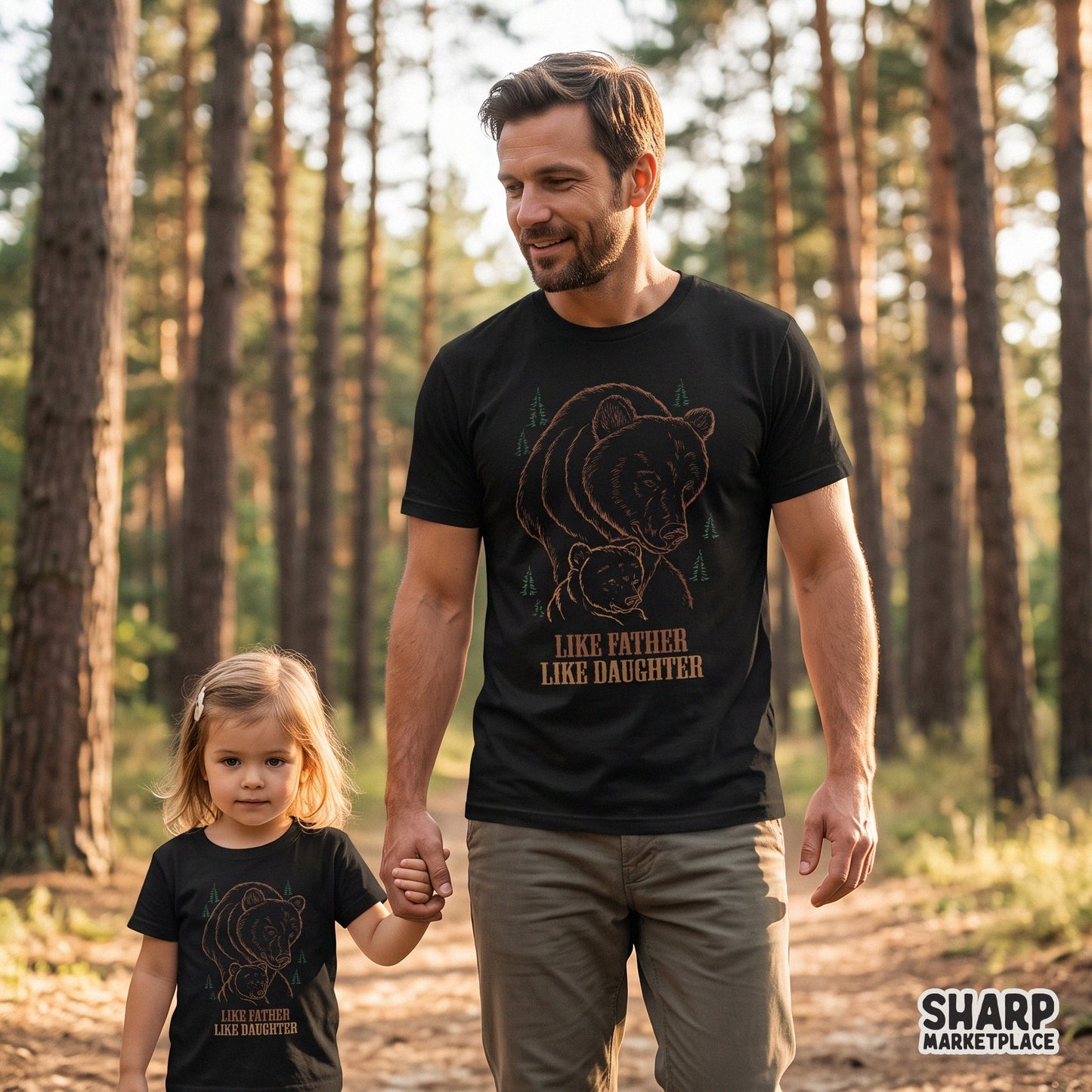 Retro bear design for Father's Day PNG sublimation and camping apparel featuring a dad bear and cub