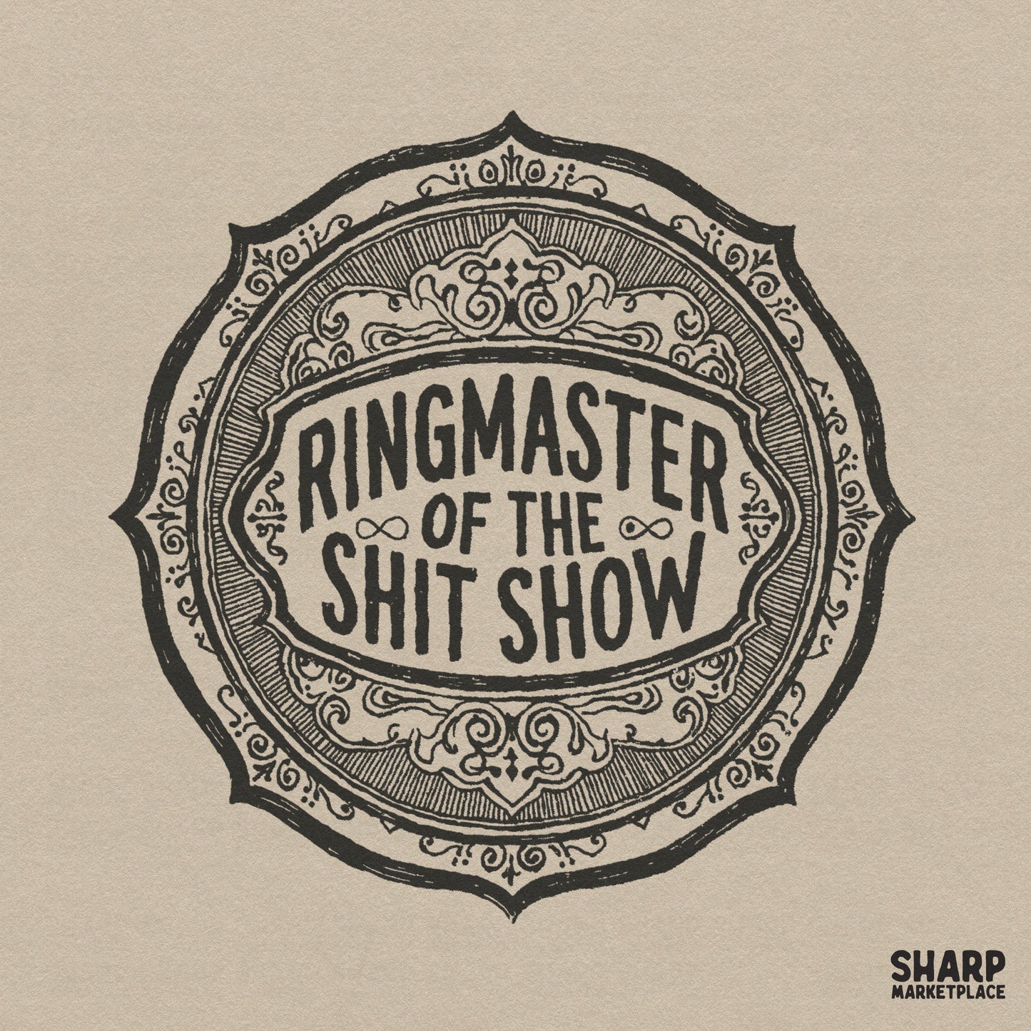 Retro ringmaster of the shit show PNG design with sarcastic motherhood humor for sublimation and DTF shirts