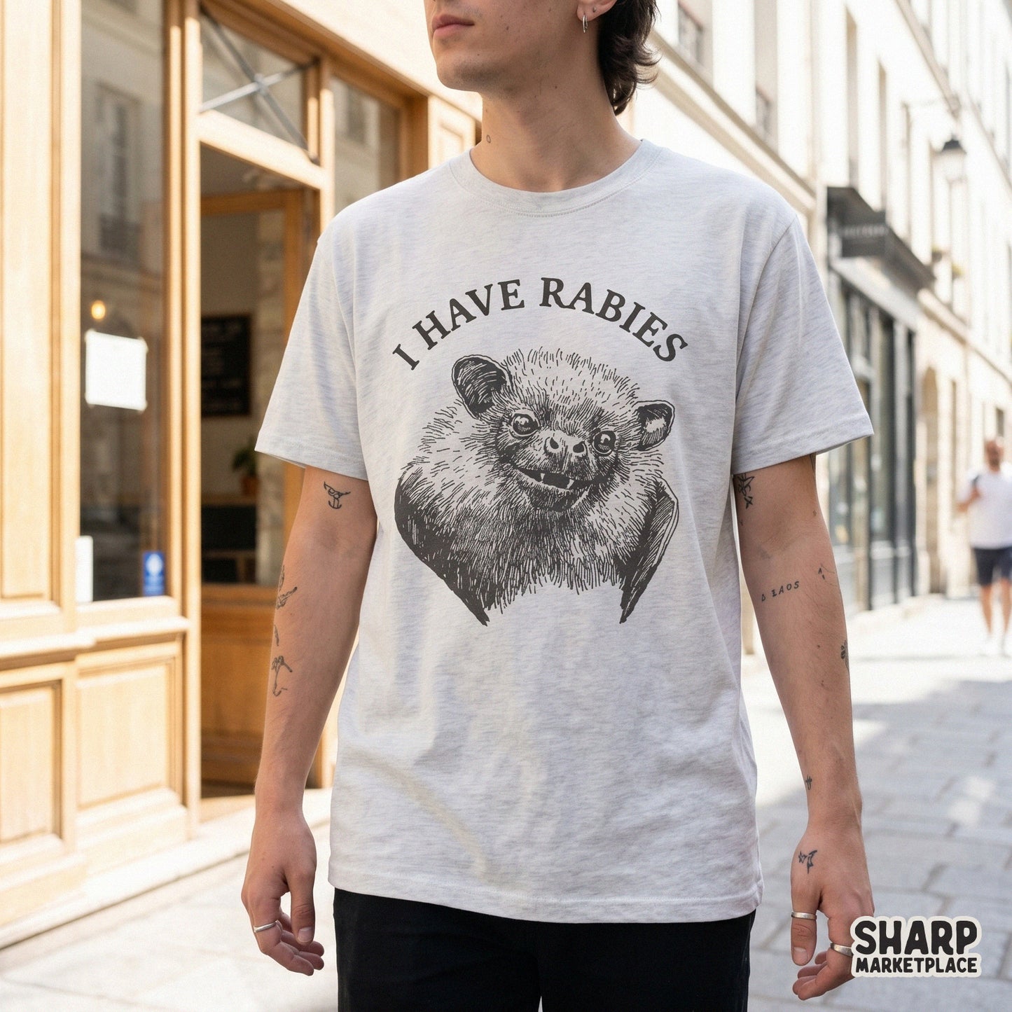 I Have Rabies funny bat face PNG for sarcastic weirdcore Halloween apparel and spooky animal meme t-shirt designs