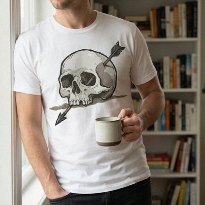 Skull PNG With Arrow, Vintage Tattoo Style T-Shirt PNG - 300 DPI Design