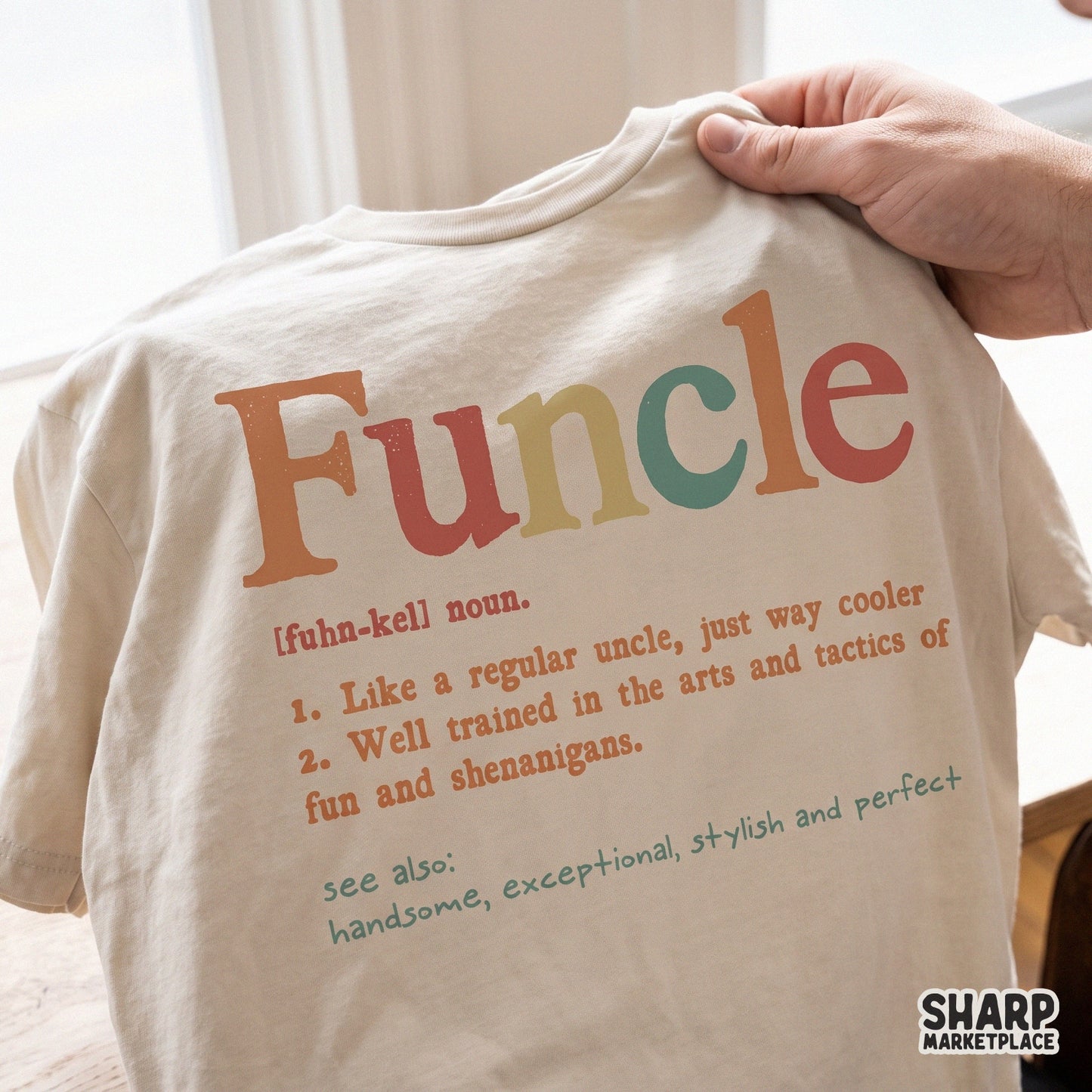 Retro Funcle noun definition sublimation PNG for cool uncle family shirts and funny dad gift designs