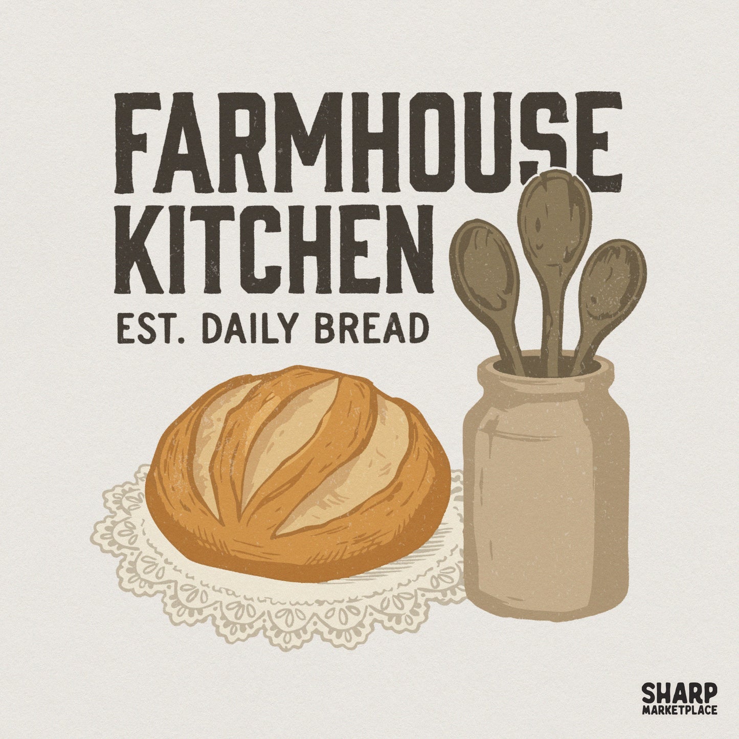 Farmhouse Kitchen PNG, Daily Bread Printable Design - 300 DPI Design for