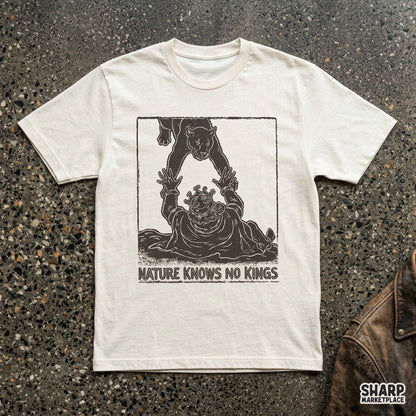 Retro Nature Knows No Kings black panther design for shirt PNG graphics and streetwear apparel