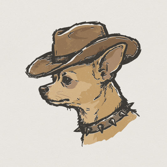 Cowboy Chihuahua PNG, Western Dog Clipart - 300 DPI Design for T-Shirt